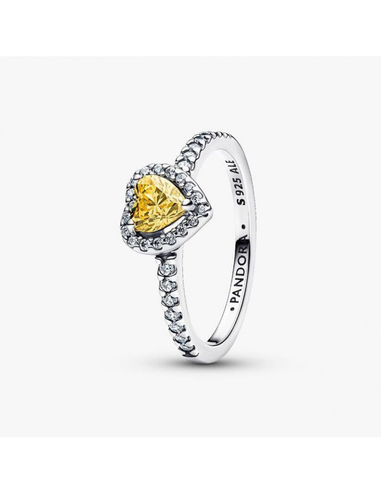 PANDORA Bague Cœur Surélevé Jaune Scintillant
