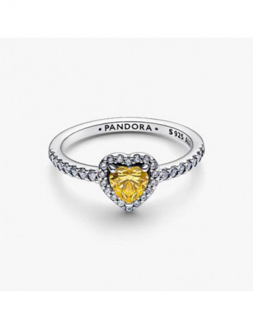 PANDORA Bague Cœur Surélevé Jaune Scintillant