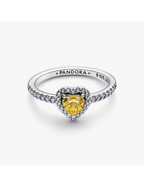 PANDORA Bague Cœur Surélevé Jaune Scintillant