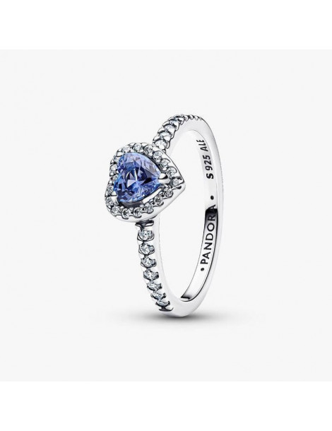 PANDORA Bague Cœur Surélevé Bleuet Scintillant