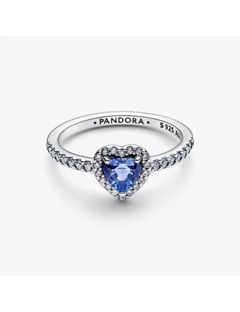 PANDORA Bague Cœur Surélevé Bleuet Scintillant
