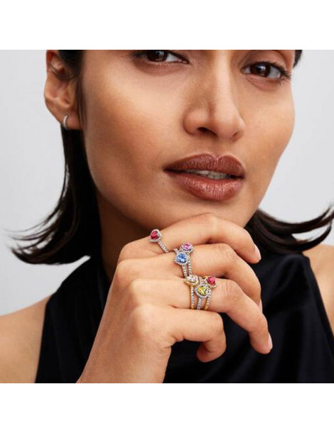 PANDORA Bague Cœur Surélevé Bleuet Scintillant