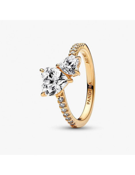PANDORA Bague Scintillante Cœur Double