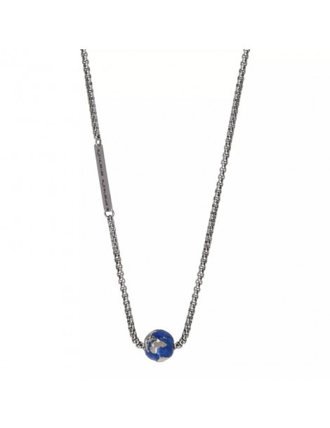 IKOBA Collier Perle De Tahiti Gravée Chaîne Couleur Argentée