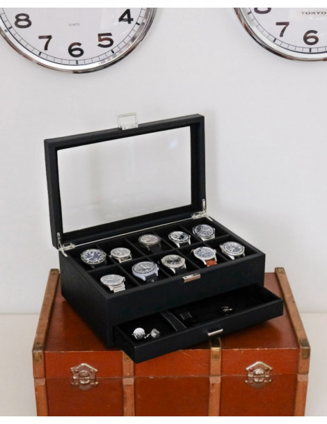 MAISON SCARLETT Boîte À Montres Jean Imitation Cuir - Noir