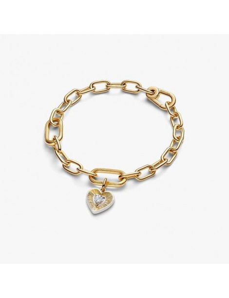 PANDORA Charm Médaillon Cœur Blanc Rayonnant