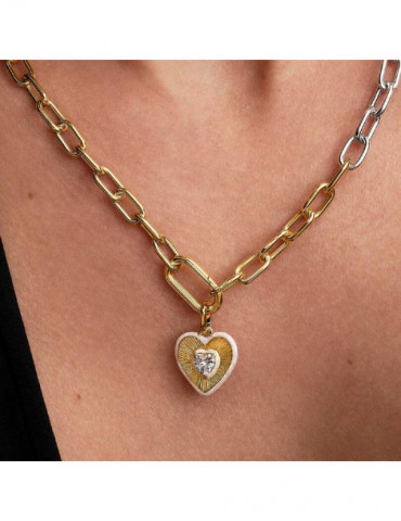 PANDORA Charm Médaillon Cœur Blanc Rayonnant