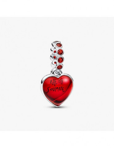 PANDORA Charm Pendant Double Cœur Murano Rouge