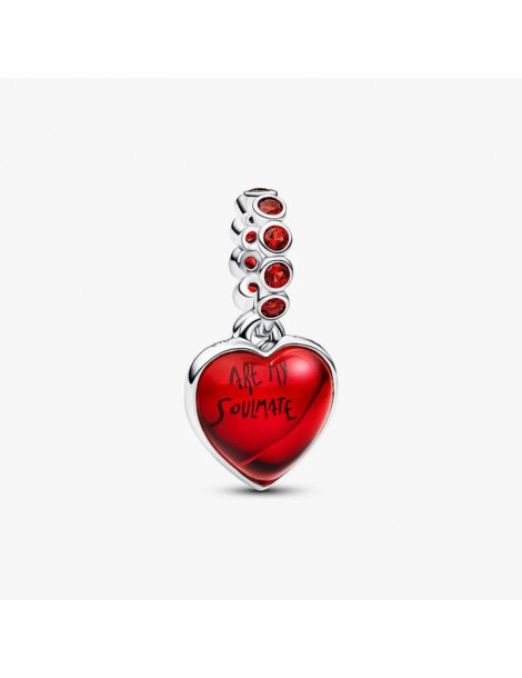 PANDORA Charm Pendant Double Cœur Murano Rouge