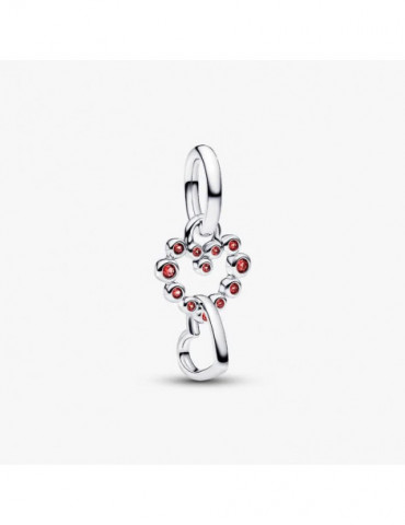 PANDORA Charm Pendant Cœurs Entrelacés et Pierres Rouges