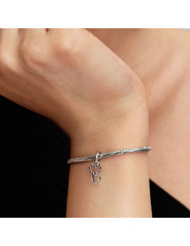 PANDORA Charm Pendant Cœurs Entrelacés et Pierres Rouges