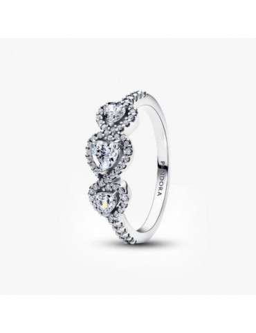 PANDORA Bague Trilogie de Cœurs Halo