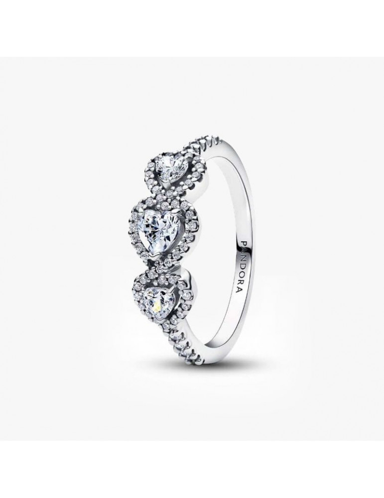 PANDORA Bague Trilogie de Cœurs Halo