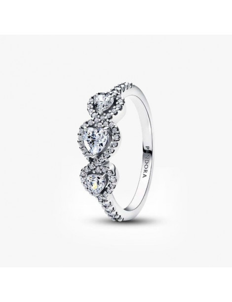 PANDORA Bague Trilogie de Cœurs Halo