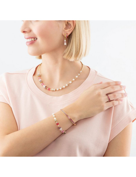 COEUR DE LION Collier GeoCUBE Fusion Precious Pearl Mix Or Rose Vif