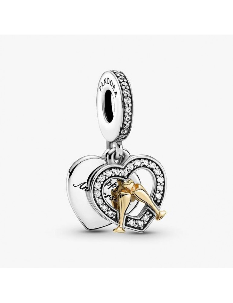 PANDORA Charm Pendant Joyeux Anniversaire de Mariage Bicolore