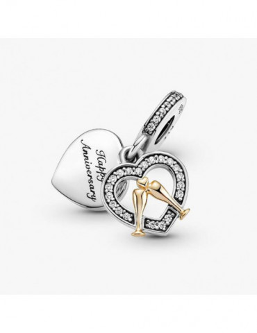 PANDORA Charm Pendant Joyeux Anniversaire de Mariage Bicolore
