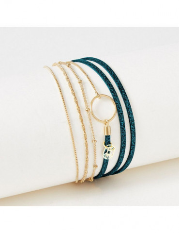 FLOWERS FOR ZOÉ Bracelet Clover Emeraude Pailleté