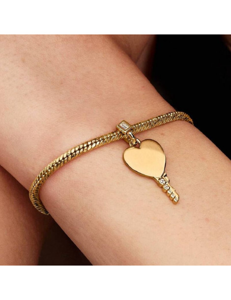 PANDORA Charm Pendentif Clé Cœur Gravable