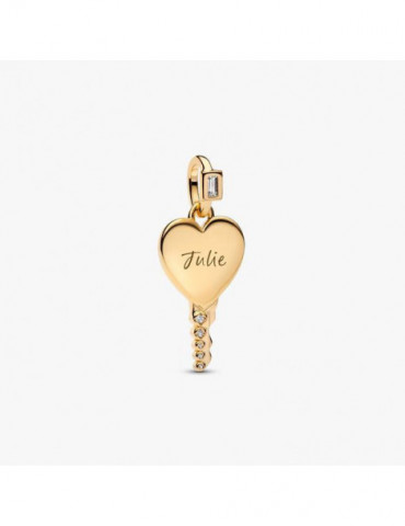 PANDORA Charm Pendentif Clé Cœur Gravable