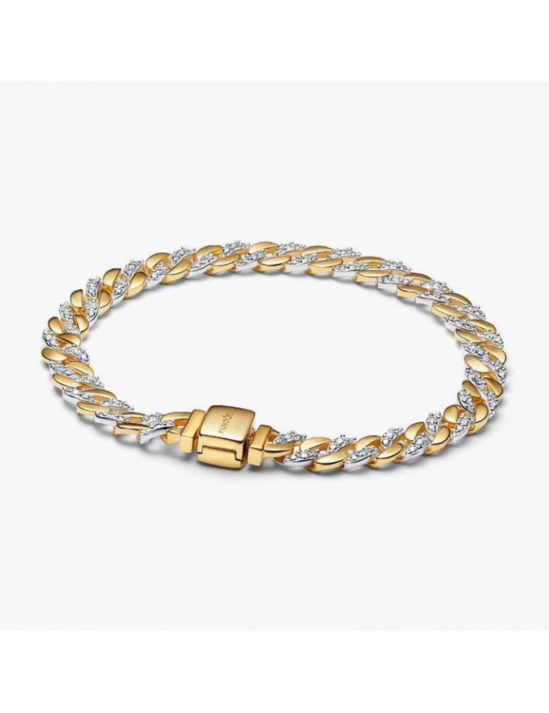 PANDORA Bracelet Maille Cubaine Pavée Bimatière