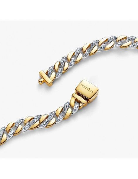 PANDORA Bracelet Maille Cubaine Pavée Bimatière