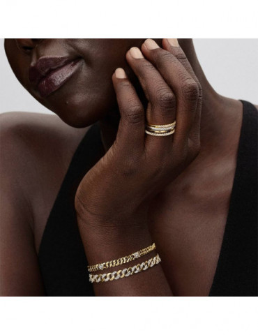 PANDORA Bracelet Maille Cubaine Pavée Bimatière