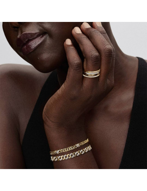 PANDORA Bracelet Maille Cubaine Pavée Bimatière