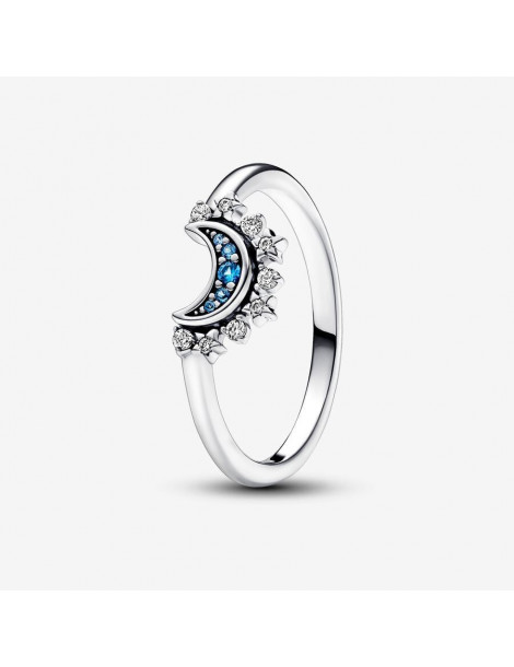 PANDORA Bague Céleste Lune Scintillante Bleue