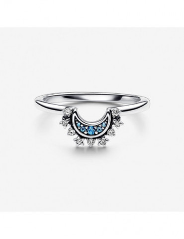 PANDORA Bague Céleste Lune Scintillante Bleue