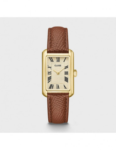CLUSE Montre Belisenna Leather Nutshell Sand Textured Gold