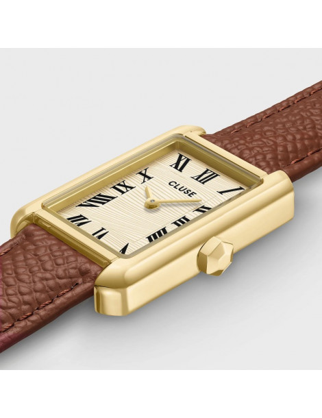 CLUSE Montre Belisenna Leather Nutshell Sand Textured Gold