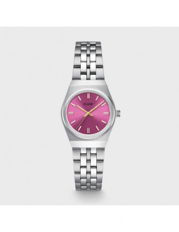 CLUSE Montre Retro 70's Mini Steel Fuchsia Silver