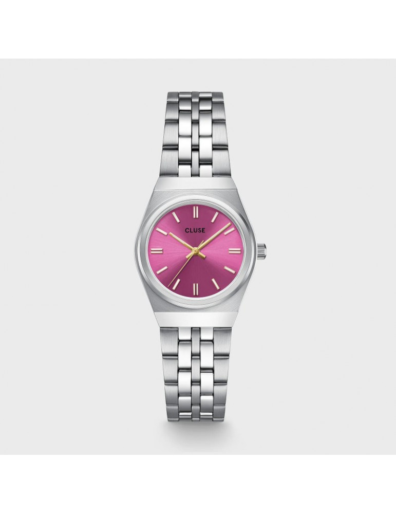 CLUSE Montre Retro 70's Mini Steel Fuchsia Silver