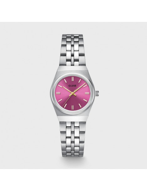 CLUSE Montre Retro 70's Mini Steel Fuchsia Silver