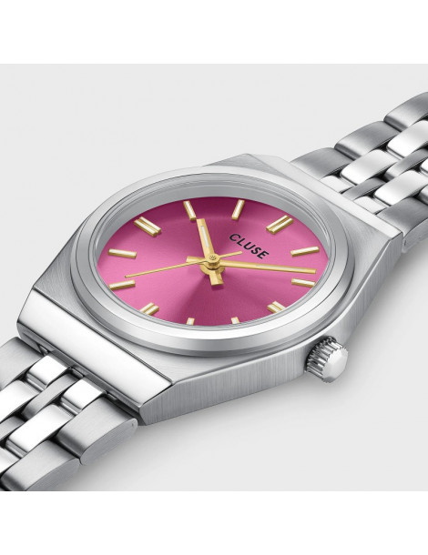 CLUSE Montre Retro 70's Mini Steel Fuchsia Silver