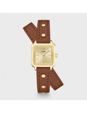 CLUSE Montre Gracieuse Mini Double Leather Nutshell Studs Gold