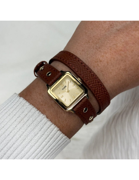 CLUSE Montre Gracieuse Mini Double Leather Nutshell Studs Gold
