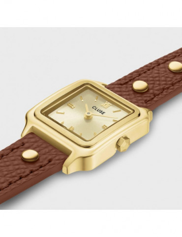 CLUSE Montre Gracieuse Mini Double Leather Nutshell Studs Gold