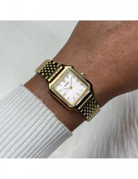CLUSE Montre Gracieuse Petite Steel Glass Pearls White Gold