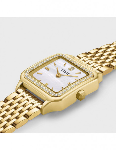 CLUSE Montre Gracieuse Petite Steel Glass Pearls White Gold
