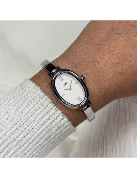 CLUSE Montre Ovale Steel White Silver