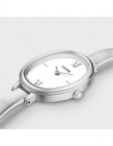 CLUSE Montre Ovale Steel White Silver
