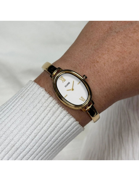 CLUSE Montre Ovale Steel White Gold