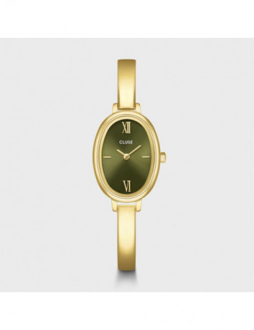CLUSE Montre Ovale Steel Olive Gold