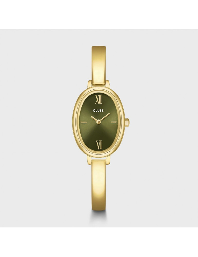 CLUSE Montre Ovale Steel Olive Gold