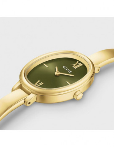CLUSE Montre Ovale Steel Olive Gold