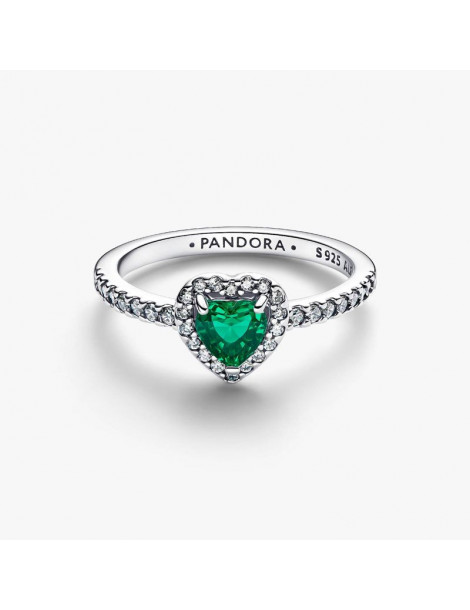 PANDORA Bague Cœur Vert Royal Surélevé