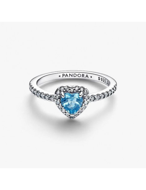 PANDORA Bague Cœur Bleu Clair Surélevé
