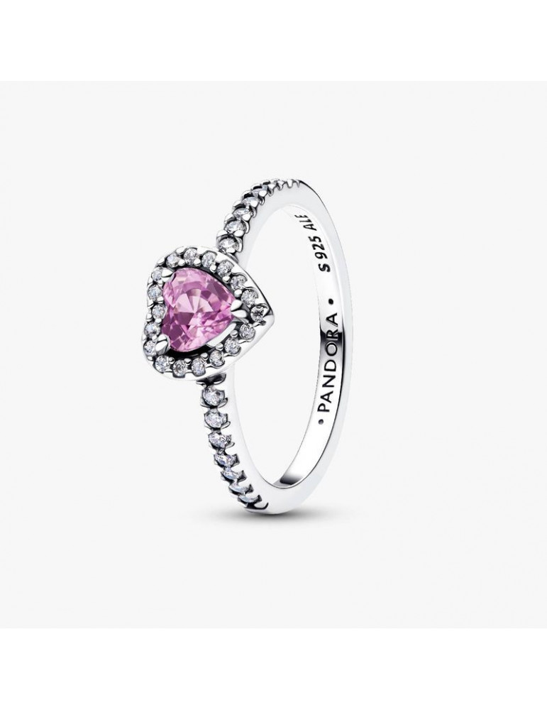 PANDORA Bague Cœur Violet Clair Surélevé
